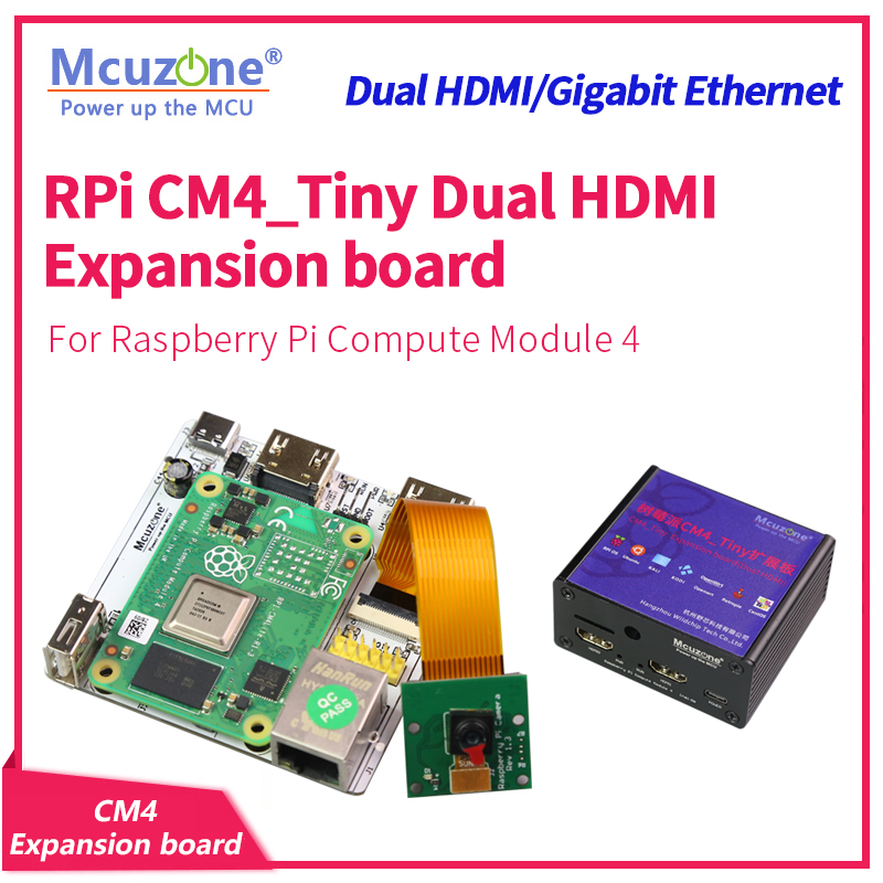 Raspberry Pi Compute Module 4 Dual Camera Board - RPi CM4_Tiny Uitbreidingskaart, Dual HDMI, Giga